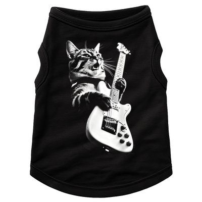 Rock Cat Playing Guitar Funny Guitar Cat Guitarist Doggie Tank