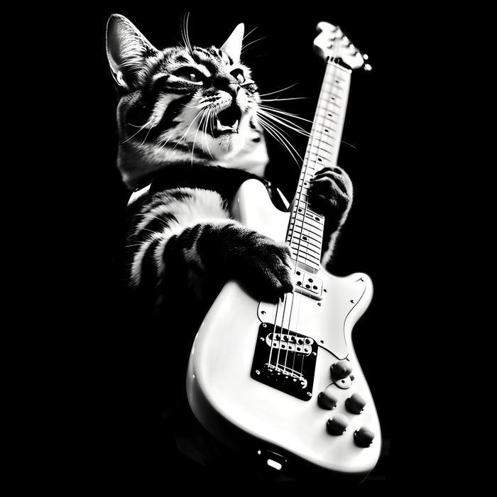Rock Cat Playing Guitar Funny Guitar Cat Guitarist Doggie Tank