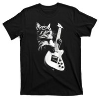 Rock Cat Playing Guitar Funny Guitar Cat Guitarist T-Shirt