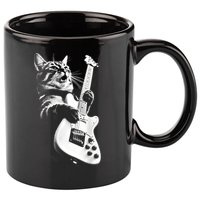 Rock Cat Playing Guitar Funny Guitar Cat Guitarist 11oz C Handle Ceramic Mug