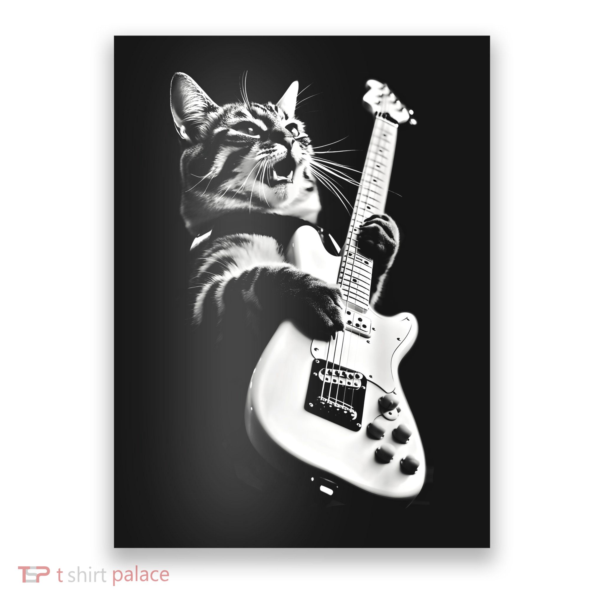 Rock Cat Playing Guitar Funny Guitar Cat Guitarist Poster