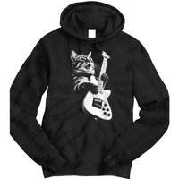 Rock Cat Playing Guitar Funny Guitar Cat Guitarist Tie Dye Hoodie