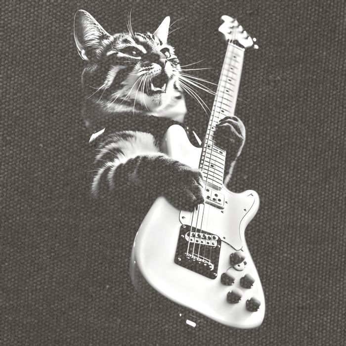 Rock Cat Playing Guitar Funny Guitar Cat Guitarist Cotton Canvas Backpack