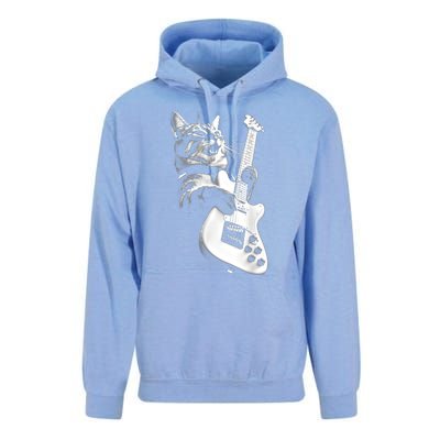 Rock Cat Playing Guitar Funny Guitar Cat Guitarist Unisex Surf Hoodie