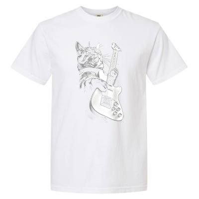 Rock Cat Playing Guitar Funny Guitar Cat Guitarist Garment-Dyed Heavyweight T-Shirt