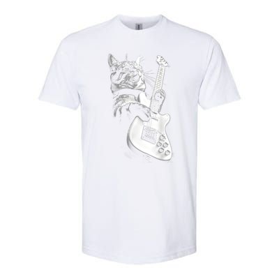 Rock Cat Playing Guitar Funny Guitar Cat Guitarist Softstyle CVC T-Shirt