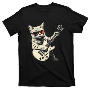 Rock Cat Playing Guitar Rock Kitty Funny Guitar Cat T-Shirt