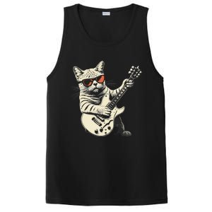 Rock Cat Playing Guitar Rock Kitty Funny Guitar Cat PosiCharge Competitor Tank