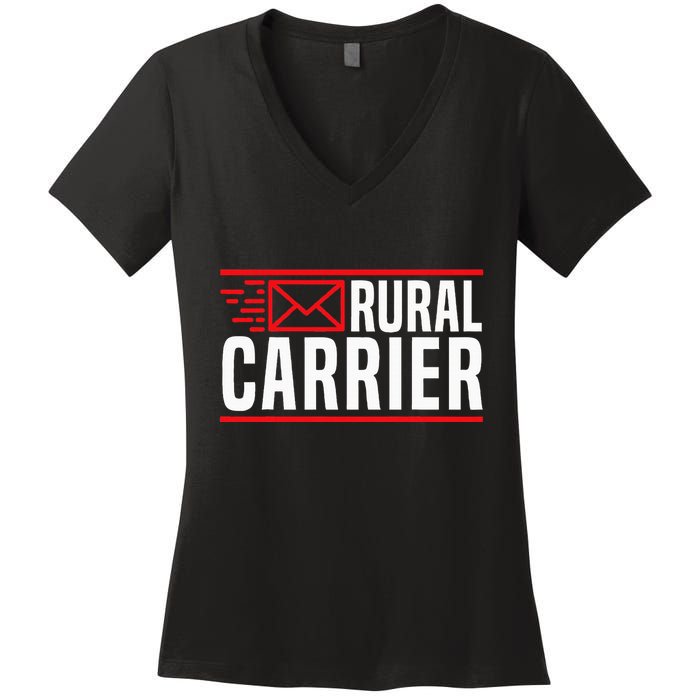 Rural Carrier Postal Worker Mailman Delivery Mail Escort Women's V-Neck T-Shirt