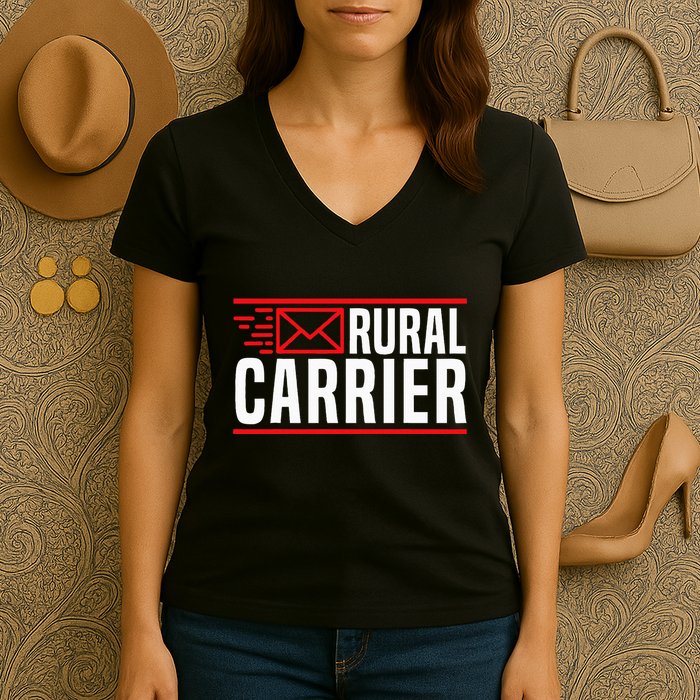 Rural Carrier Postal Worker Mailman Delivery Mail Escort Women's V-Neck T-Shirt