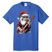 Rock Cat Playing Guitar Funny Christmas Santa Claus Gift Tall T-Shirt