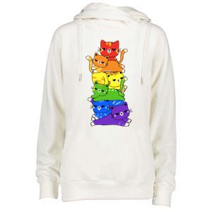 Rainbow Cats Pride Month Lgbt Lgbtq Womens Funnel Neck Pullover Hood