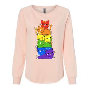 Rainbow Cats Pride Month Lgbt Lgbtq Womens California Wash Sweatshirt