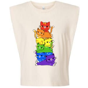 Rainbow Cats Pride Month Lgbt Lgbtq Garment-Dyed Women's Muscle Tee