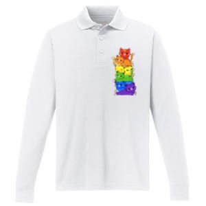 Rainbow Cats Pride Month Lgbt Lgbtq Performance Long Sleeve Polo