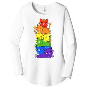 Rainbow Cats Pride Month Lgbt Lgbtq Women's Perfect Tri Tunic Long Sleeve Shirt