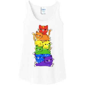 Rainbow Cats Pride Month Lgbt Lgbtq Ladies Essential Tank