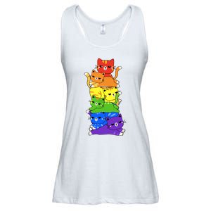 Rainbow Cats Pride Month Lgbt Lgbtq Ladies Essential Flowy Tank