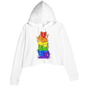 Rainbow Cats Pride Month Lgbt Lgbtq Crop Fleece Hoodie