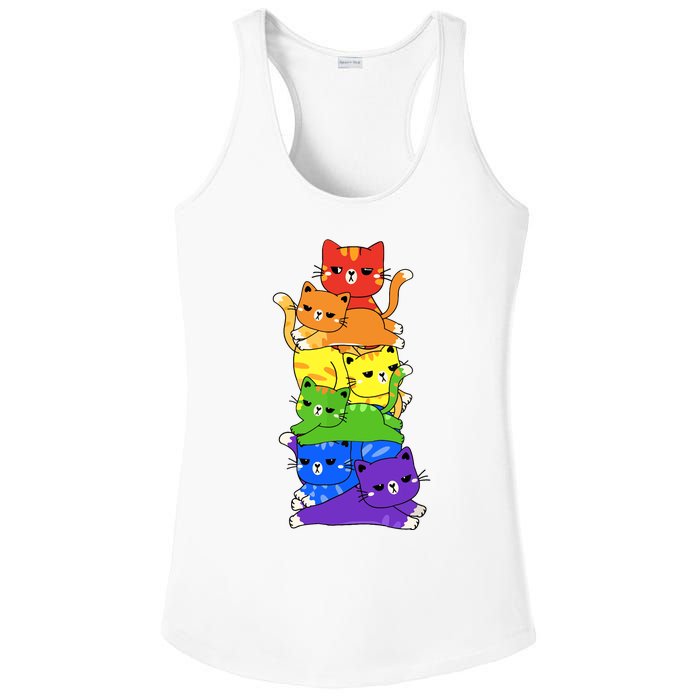 Rainbow Cats Pride Month Lgbt Lgbtq Ladies PosiCharge Competitor Racerback Tank