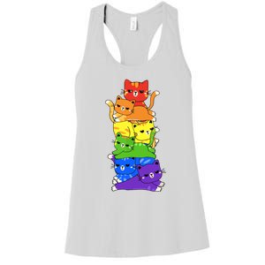 Rainbow Cats Pride Month Lgbt Lgbtq Women's Racerback Tank