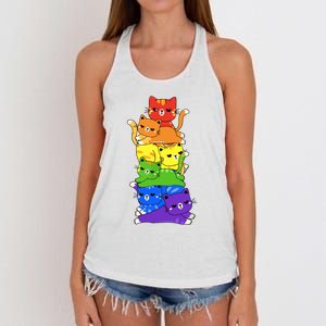 Rainbow Cats Pride Month Lgbt Lgbtq Women's Knotted Racerback Tank