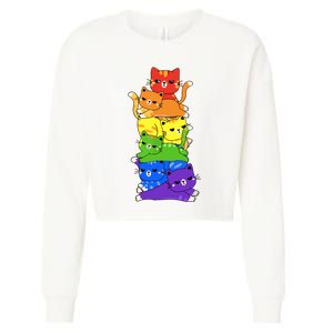 Rainbow Cats Pride Month Lgbt Lgbtq Cropped Pullover Crew