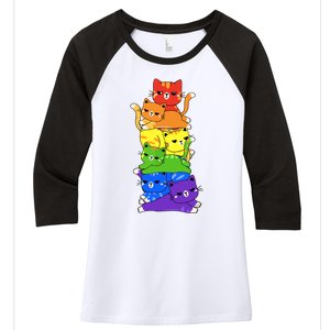 Rainbow Cats Pride Month Lgbt Lgbtq Women's Tri-Blend 3/4-Sleeve Raglan Shirt