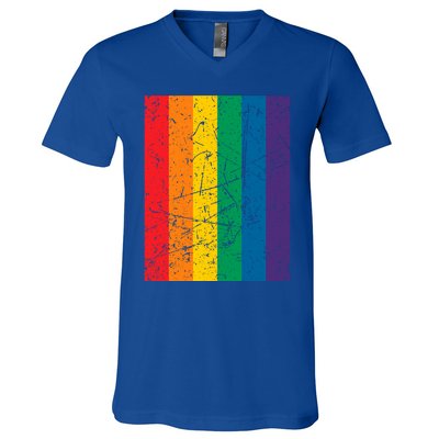 Rainbow Colourful Pride Flag Lgbt Gift (Version 1) Meaningful Gift V-Neck T-Shirt