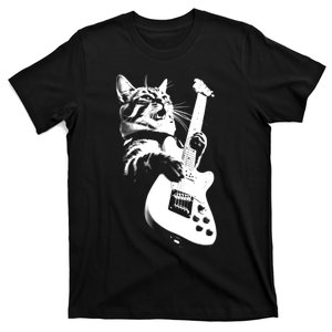 Rock Cat Playing Guitar A Funny Guitar Cat Perfect For Cat Lovers T-Shirt