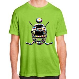 Retro Colorful Polka Dots Hockey Helmet And Puck Happy Dot Day Gift Adult ChromaSoft Performance T-Shirt