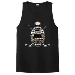 Retro Colorful Polka Dots Hockey Helmet And Puck Happy Dot Day Gift PosiCharge Competitor Tank