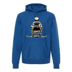 Retro Colorful Polka Dots Hockey Helmet And Puck Happy Dot Day Gift Premium Hoodie