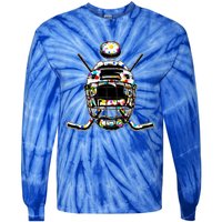 Retro Colorful Polka Dots Hockey Helmet And Puck Happy Dot Day Gift Tie-Dye Long Sleeve Shirt