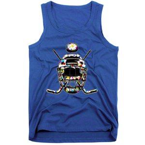 Retro Colorful Polka Dots Hockey Helmet And Puck Happy Dot Day Gift Tank Top