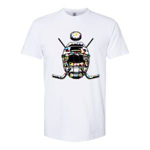 Retro Colorful Polka Dots Hockey Helmet And Puck Happy Dot Day Gift Softstyle CVC T-Shirt