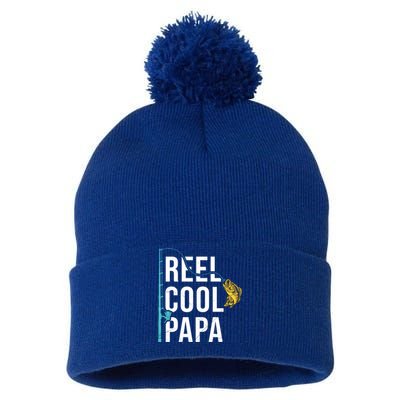 Reel Cool Papa Fishing Gift Funny FatherS Day Gift Pom Pom 12in Knit Beanie