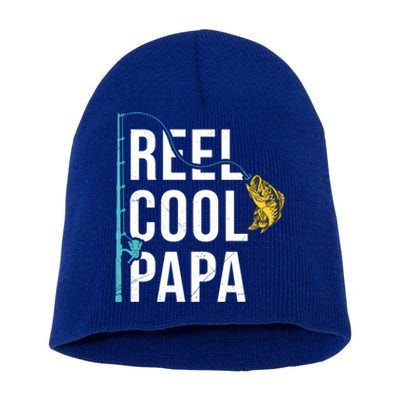 Reel Cool Papa Fishing Gift Funny FatherS Day Gift Short Acrylic Beanie