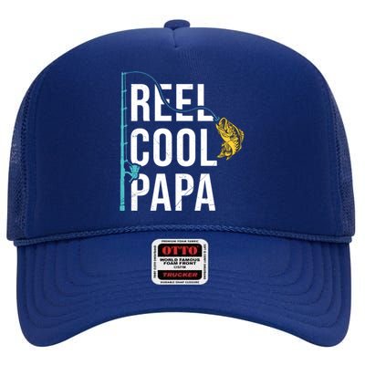 Reel Cool Papa Fishing Gift Funny FatherS Day Gift High Crown Mesh Back Trucker Hat