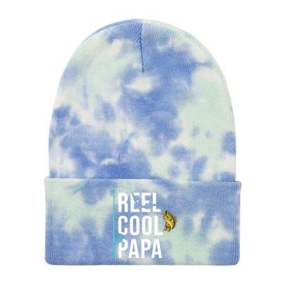 Reel Cool Papa Fishing Gift Funny FatherS Day Gift Tie Dye 12in Knit Beanie