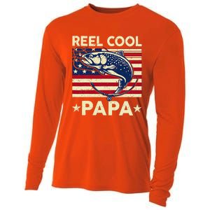 Reel Cool Papa Fathers Day Trout Fishing Gift Dad Grandpa Cooling Performance Long Sleeve Crew