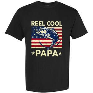 Reel Cool Papa Fathers Day Trout Fishing Gift Dad Grandpa Garment-Dyed Heavyweight T-Shirt