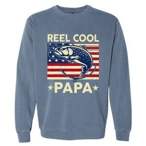 Reel Cool Papa Fathers Day Trout Fishing Gift Dad Grandpa Garment-Dyed Sweatshirt