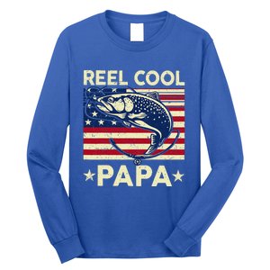 Reel Cool Papa Fathers Day Trout Fishing Gift Dad Grandpa Long Sleeve Shirt