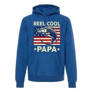 Reel Cool Papa Fathers Day Trout Fishing Gift Dad Grandpa Premium Hoodie