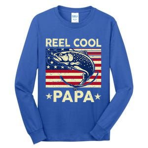 Reel Cool Papa Fathers Day Trout Fishing Gift Dad Grandpa Tall Long Sleeve T-Shirt