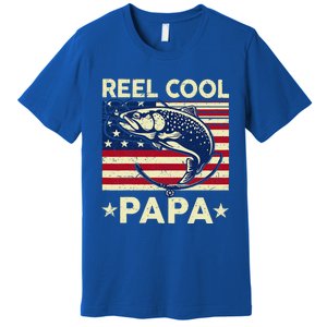 Reel Cool Papa Fathers Day Trout Fishing Gift Dad Grandpa Premium T-Shirt