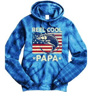 Reel Cool Papa Fathers Day Trout Fishing Gift Dad Grandpa Tie Dye Hoodie