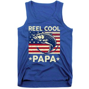 Reel Cool Papa Fathers Day Trout Fishing Gift Dad Grandpa Tank Top