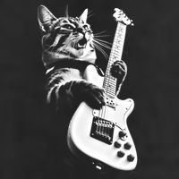 Rock Cat Playing Guitar Funny Guitar Cat Cool Comfort Performance Bucket Hat